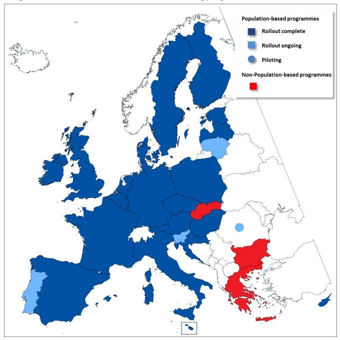 Mezinárodní srovnání screeningových programů v EU Úroveň organizace screeningu karcinomu prsu Pokrytí screeningem