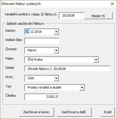 Pkud před pužitím tlačítka byl vybrán řádek se zaúčtvanu fakturu, zbrazí se puze dtaz, zda chce uživatel existující zaúčtvání zrušit, a pkud pužije tlačítk An, zbrazí se ještě upzrnění, že v
