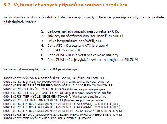 Shrnutí Zatímco v IR-DRG byl proces vyřazování chybných záznamů z produkčních dat před výpočtem relativní váhy velmi jednoduchý (viz