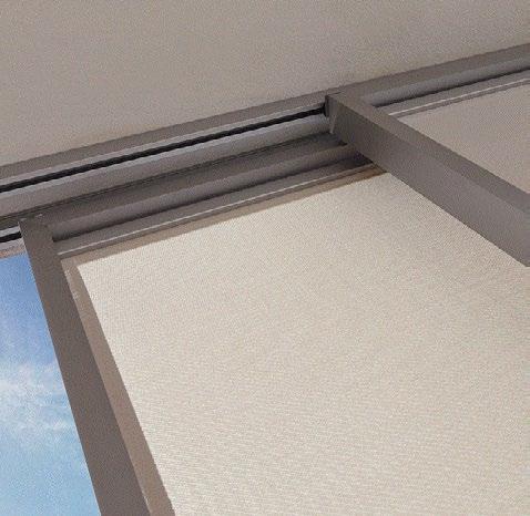 Loggiascreen Canvas a Loggia Screen 4fix Panel s rámem z extrudovaného hliníku a látkovou výplní. Kombinuje moderní design s benefity sloučení různých materiálů.