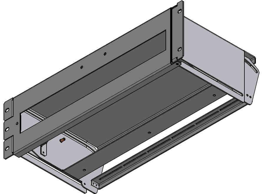 5. Rozvodný panel 19 /3U - VÝSUVNÝ panel lze osadit z čelní strany přístroji v počtu 22 modulů šíře 17,5mm nebo až 30 moduly šíře 13mm.