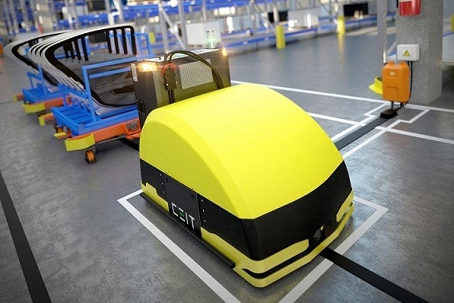 AUTOMATICKÉ DOPRAVNÍ VOZÍKY 2.2.4 PODBÍHACÍ AGV Obr. 9 Automatický dopravní tažný vozík [9] Podbíhací AGV (obr.