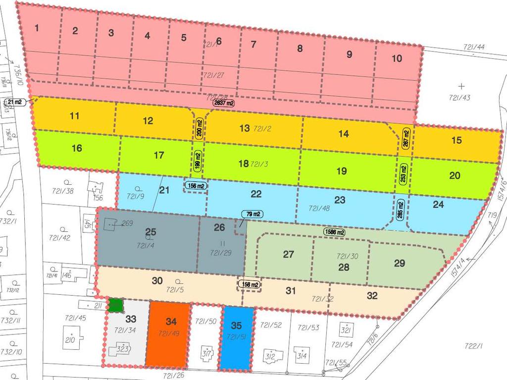 vlastník, adresa číslo parcely 721/29 st. 269 označení stavebního pozemku Pracná Jiřina, Hlubočec 12 721/30 27, 28, 29 Krátký Vladimír, Hlubočec 56 721/5 721/32 30, 31, 32 GroCredit, a.s. 721/33 -- Neuverth Roman, Slezská 280, Pustá Polom 721/49 34 Król Pavel, Volgogradská 2490/85 721/51 35 Tužinčin Ján, Tužinčinová Naděžda, Hlubočec 196 721/34 33 8.