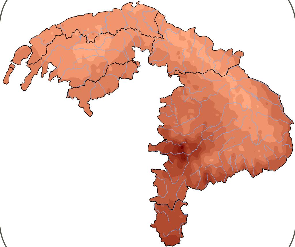 Klimatická exponovanost akátu (Robinia pseudoacacia) v období 271-21 Změna Holdridgov bioteplot v období 271-21 oproti období 1961-199 představují největší horské pásmo v Evropě procházející Českou