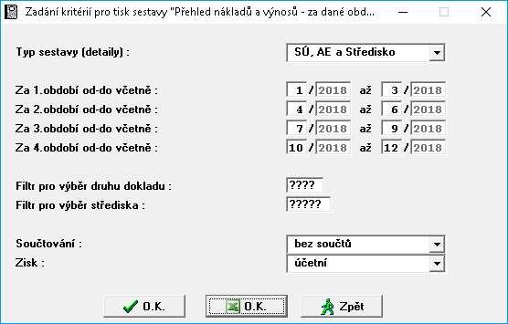 5 Přehled nákladů a výnosů Přehled nákladů a výnosů za zadané období je nyní možno exportovat do