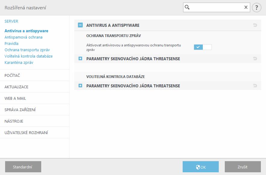 4.1.3 Antivirus a antispyware V této části můžete konfigurovat antivirovou a antispywarovou ochranu poštovního serveru.