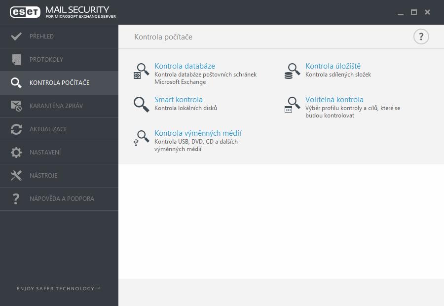 3.3 Kontrola počítače Důležitou součástí ESET Mail Security je tzv. volitelná kontrola (On-demand), která umožňuje vlastní kontrolu pevných disků, jednotlivých složek a souborů v počítači.