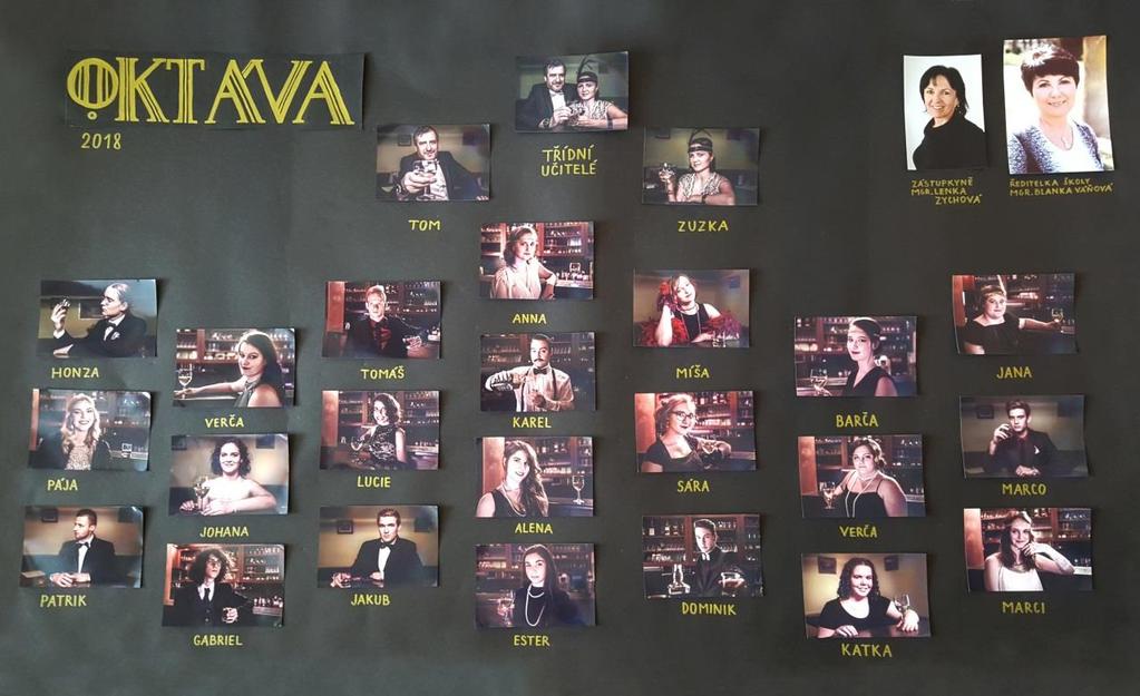 8. G OKTÁVA, třídní učitel: Tomáš Kaluža 1. Černochová Barbora 2. Dittrichová Veronika 3. Dušek Marco 4. Jaroš Jakub 5. Juroška Jan 6. Kanická Kateřina 7. Kazimírová Anna 8. Krzok Tomáš 9.