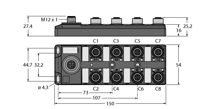 TBIL-M1-16DXP 6814102 16kanálový I/O hub pro připojení 16 digitálních PNP signálů (každý kanál lze