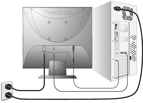 Rychlá instalace 1. Připojení napájecího kabelu a adaptéru AC/DC 2. Připojení videokabelu Zkontrolujte, zda jsou monitor LCD a počítač VYPNUTÉ. V případě potřeby odmontujte kryty zadního panelu.