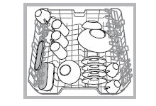 Koš na příbory Košík na příbory je vybaven horními mříţkami pro lepší uspořádání příborů. Musí být umístěn výhradně v horní přední části spodního koše.