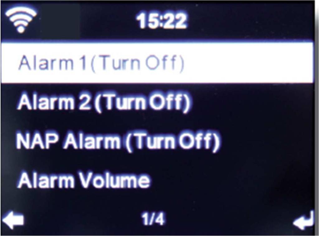 Pokud vložíte čas buzení, aktivujte v menu funkci buzení (Alarm 1, a/nebo Alarm 2). Pro zastavení buzení stiskněte tlačítko ENTER na dálkovém ovládání, nebo tlačítko 7 na rádiu.