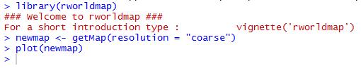 Krok 6: Nyní se bude pracovat s balíčkem Rworldmap, který obsahuje různá prostorová data o celém světě. Pro lepší přehlednost pomocí klávesové zkratky Ctrl + L vyčistěte okno zdrojového kódu.