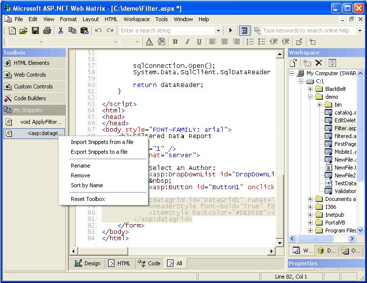 ani projektový systém. Vývojářský webový server. Můžete vyvíjet a testovat svoje ASP.NET aplikace aniž byste museli používat IIS (Internet Information Server).