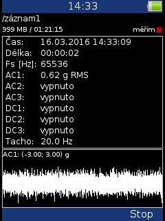 AC stup pro trigger: číslo kanálu, které bude použito pro amplitudové spouštění.. Pretrig: Délka záznamu před spouštěcí události. Můžete zadat v minutách nebo sekundách.