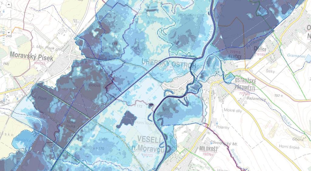 Vztah PpZPR a map PO, PN a PR k územnímu plánování Mapy povodňového nebezpečí Pro každé