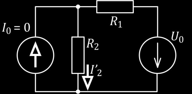 obvod s vyřazeným zdrojem napětí proud I 2