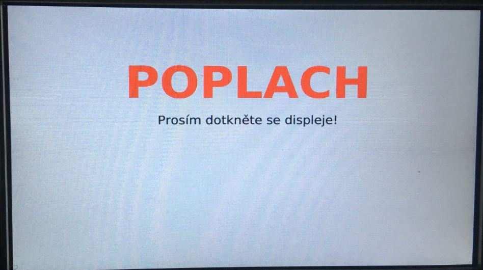 Uživatelský návod pro klávesnici TouchCenterPlus 13 8.5 Poplachové zprávy 8.5.1 Poplachová zpráva v odstřeženém stavu Místo domovské obrazovky se zobrazí obrazovka Poplach.