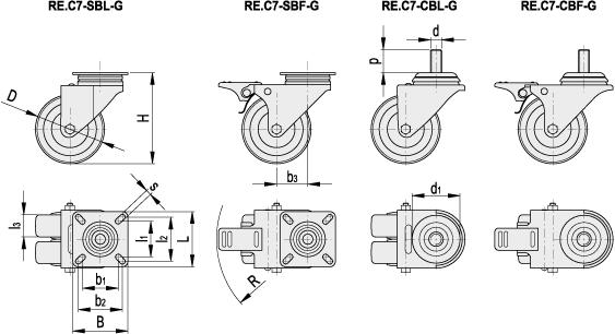 Wheel centre body Polyamide-based technopolymer (PA).