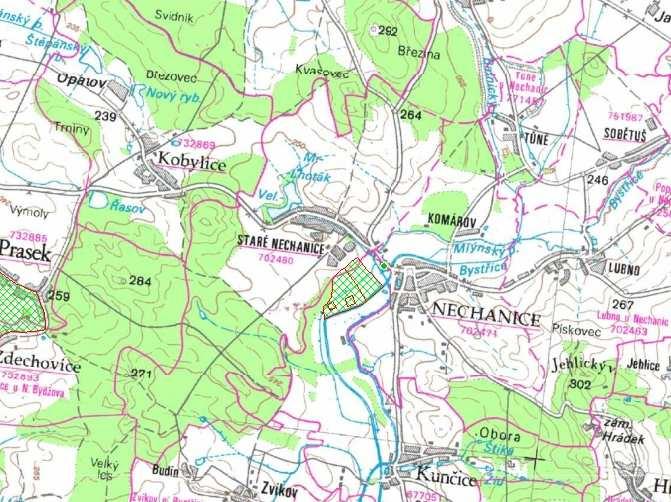 C. II. 2. Voda Hydrologie Zájmové území leží v blízkosti (tj. cca 300 m) vodního toku Bystice (. hydrologického povodí 1-04-03-017, ásten i 1-04-03-011).