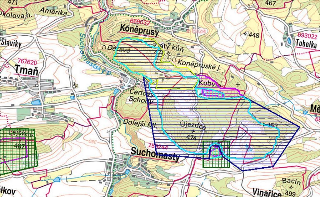 Obr. 1 Geologická mapa vymezující polohu lomu Čertovy schody [21] Fig. 1 Geological map depicting localisation of the quarry Čertovy schody [21] Tab.