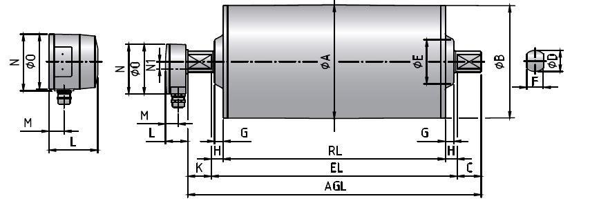 ZVOLENÉ SOUČÁSTI DOPRAVNÍKU Obr.8 Elektrobuben RULMECA [9] Tab. 6 Parametry elektrobubnu [9] Průměr [mm] V provedení Výkony [mm] Šíře [mm] Rychlost [m/s] lehkém, stř. těžkém a 220 0,37-5,5 min.