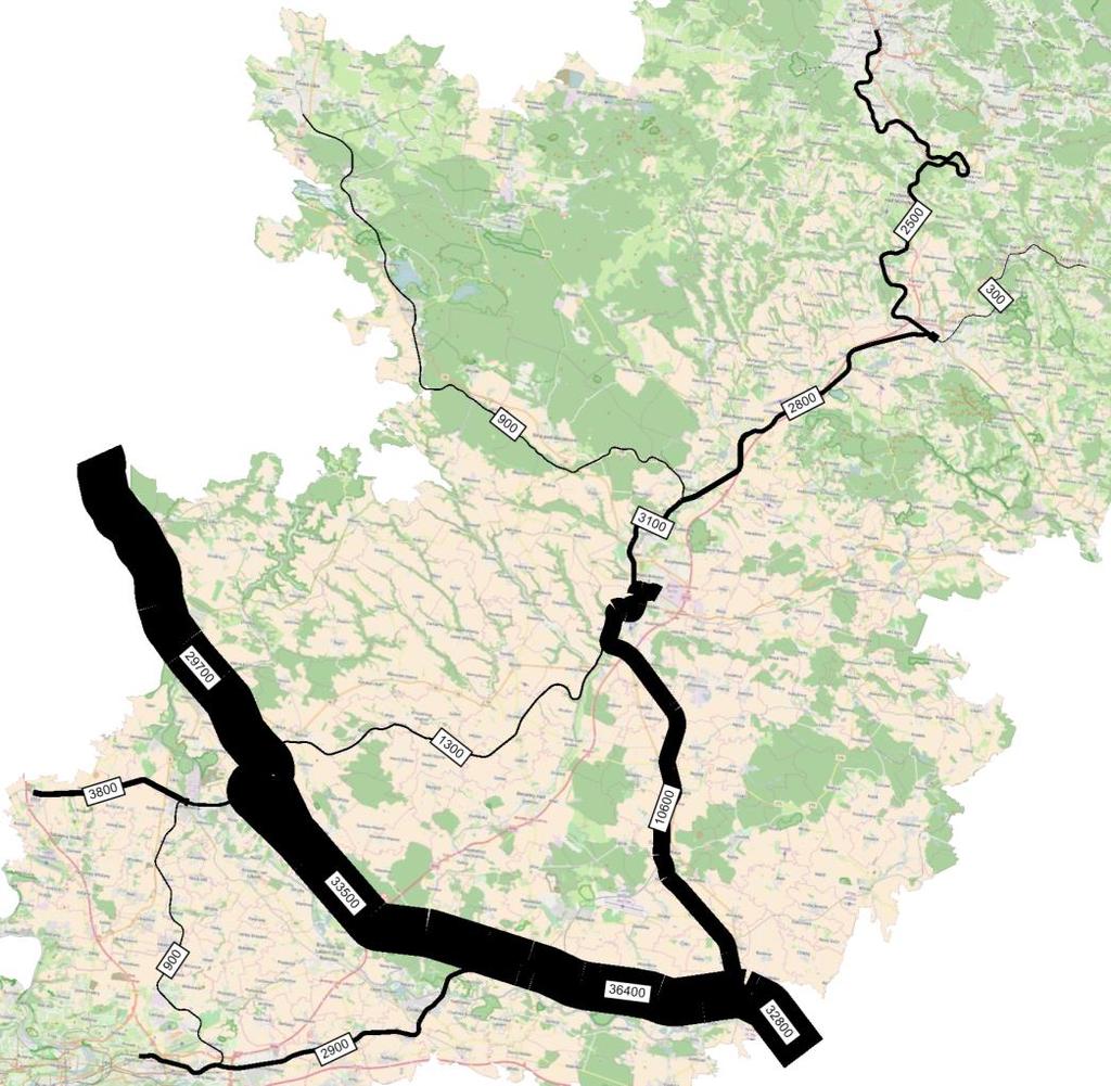 PŘEPRAVNÍ PROGNÓZA Prognóza nákladní dopravy Počet vlaků (rok 2065)