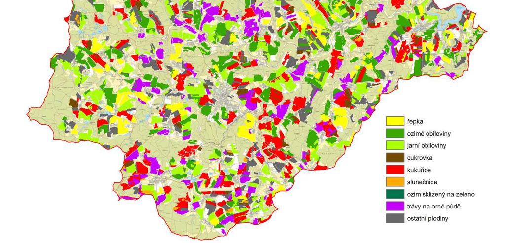 14,8 kukuřice km2 30,495 řepka % plochy