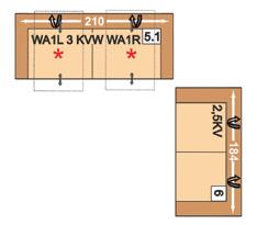 popis WA1L 2,5L WA1R = 2,5-sedák s nastavením opěrky hlavy, područka vlevo, WallAway funkcí motorové oboustranným; CanGFR =