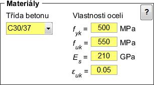 38: Nápověda k pracovním diagramům oceli Po výběru pracovních diagramů a stisknutí tlačítka je zobrazeno okno pro zadávání