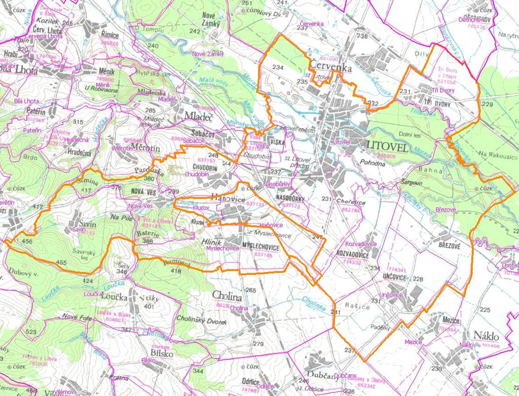 A. NÁZEV OBCE Název části obce (ZSJ): Chudobín Mapa A: Území obce Přehledová mapka