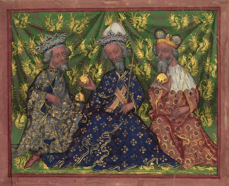 Obrázek 7: Vyobrazení příslušníků lucemburské dynastie v Památné knize olomoucké Václava z Jihlavy.