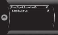 04 Podpora řidiče Informace o dopravních značkách - RSI* 04 Varování k rychlosti Řidič si může nastavit aktivaci varování v případě, kdy platný limit rychlosti bude překročen o více než 5 km/h.