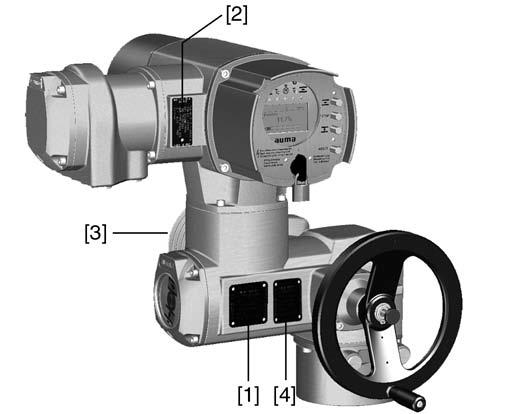 Identifikace SQ 05.2 SQ 14.2/SQR 05.2 SQR 14.2 Ovládací jednotka: elektro-mechanická 2. Identifikace 2.1. Typový štítek Každý komponent přístroje (pohon, ovládací jednotka, motor) je opatřen typovým štítkem.