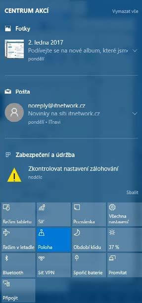5: Pokud je funkce Cortana zapnuta, zobrazují se po kliknutí na vyhledávací pole individuálně přizpůsobená připomenutí a oznámení v závislosti na nastaveních, která se definují v okně Poznámkový blok
