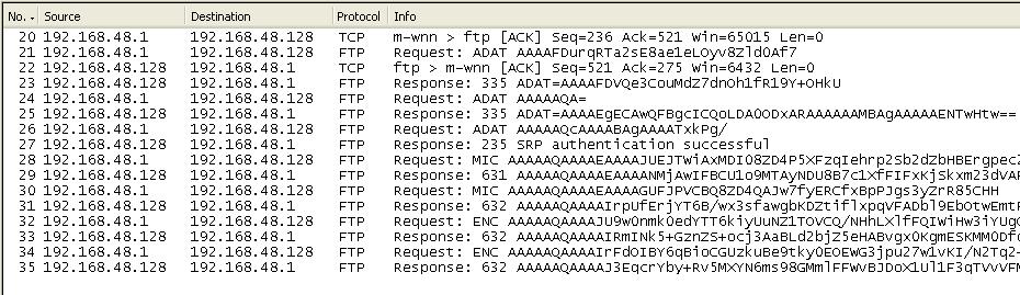 paket 25: S K: Server posílá klientu seznam podporovaných šifer a hašovacích funkcí ve tvaru ADAT=<list of ciphers, list of hashs, seqnum>.