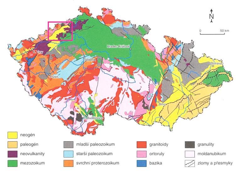 3. Geologie Studovaná lokalita leží v severovýchodní části mostecké pánve, ta je jednou z podkrušnohorských pánví, které jsou součástí českého masivu (obrázek 2).