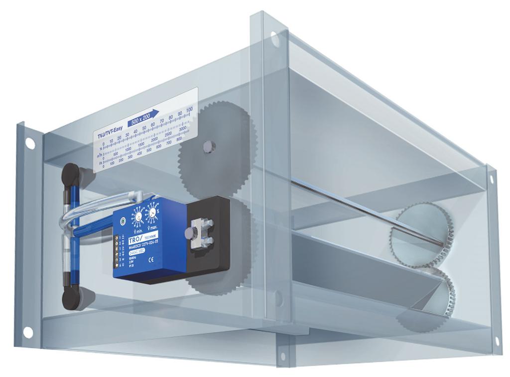 TVJ-Easy TVT-Easy Trox TVJ-/TVT-Easy inovativní řešení Easy Easy Easy výběr dle jmenovitého rozměru potrubí nastavení průtoku vzduchu bez přístrojů kontrola funkčnosti LED-diodou Osvědčená