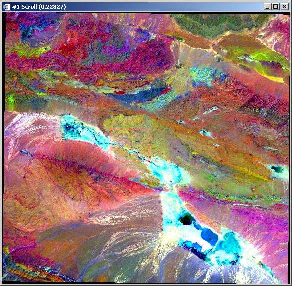 Obr. 6 Mongolsko studované území - Landsat ETM+ v barevné kompozici