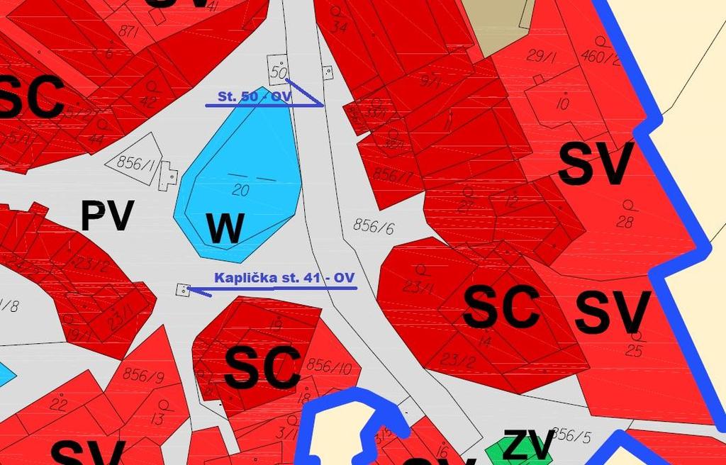 9. Místní část Plevnice a) požadavek Obce Olešná plochy OV občanského vybavení st. 41 a st.