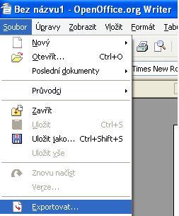 Export do LAT E X 2ε Postup jak exportovat dokument z OOo Writer do L A T E X 2εje velice