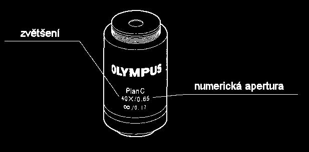 Objektiv firmy Olympus závit k našroubování do revolverového výměníku typ objektivu (planachromát) z hlediska korekce