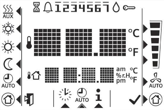 Displej 1 24 23 22 21 20 19 18 17 2 3 4 5 6 8 16 15 14 8 9 10 11 7 12 13 # Symbol Popis # Symbol Popis 1 Režim vytápění 14 Automatický provoz ventilátoru 2 Přídavný elektrický ohřev aktivní 15 Ruční