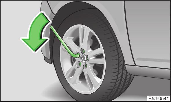 Nechte co nejdříve zkontrolovat momentovým klíčem utahovací moment šroubů příslušného kola. Poškozenou pneumatiku vyměňte, resp. se na možnost opravy informujte v odborném servisu.