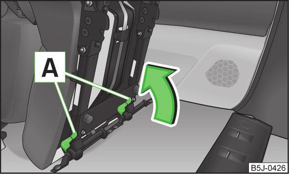 Nastavení krajního sedadla v příčném směru Obr. 41 Zajištění sedadla Nejprve si přečtěte úvodní informace na straně 54 a dodržujte je.