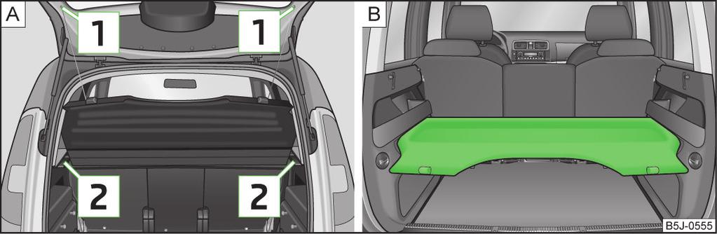 Kryt zavazadlového prostoru UNĚNÍ Dbejte na to, aby odložené předměty nepoškodily vyhřívací vlákna zadního skla.
