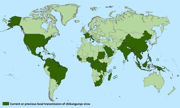 Virus Chikungunya Countries and territories where