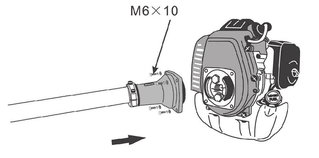 1. OBECNÝ POPIS ČÁSTÍ 1. Motor 2. Hnací hřídel 3. závěs popruhu 4. Ovládací rukojeť 5. Držák tyče rukojeti 6. Tyč rukojeti 7. Hřídel 8. Kryt 9. Převodovka 10.