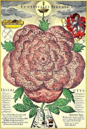 Nejstarší samostatné mapy Čech Vetterova mapa Čech v podobě růže (1668) Autor: Kristián Vetter Rok vydání: 1668 Rozměr rámu: 390mm x 260mm Měřítko: 1 : 1 200 000 Součástí historického a vlastivědného