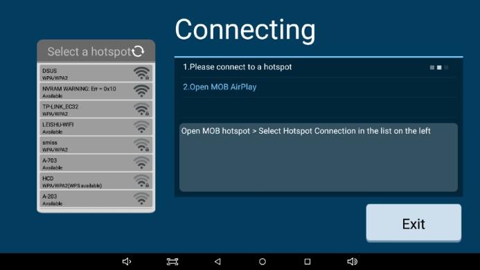 Otevřete ikonu Android Wi-Fi, následující obrazovka zobrazí úspěšné připojení zařízení.
